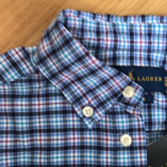 NWT 4T Ralph Lauren performance fabric button up boys plaid shirt. - Picture 6 of 10